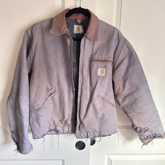 Vintage Carhartt Detroit Jacket in Purple perfectly distressed. Size Large.
